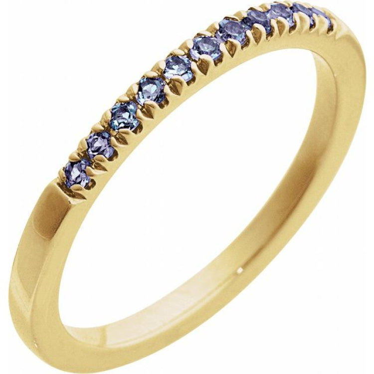 14K Yellow Gold Lab-Grown Alexandrite Stackable Ring