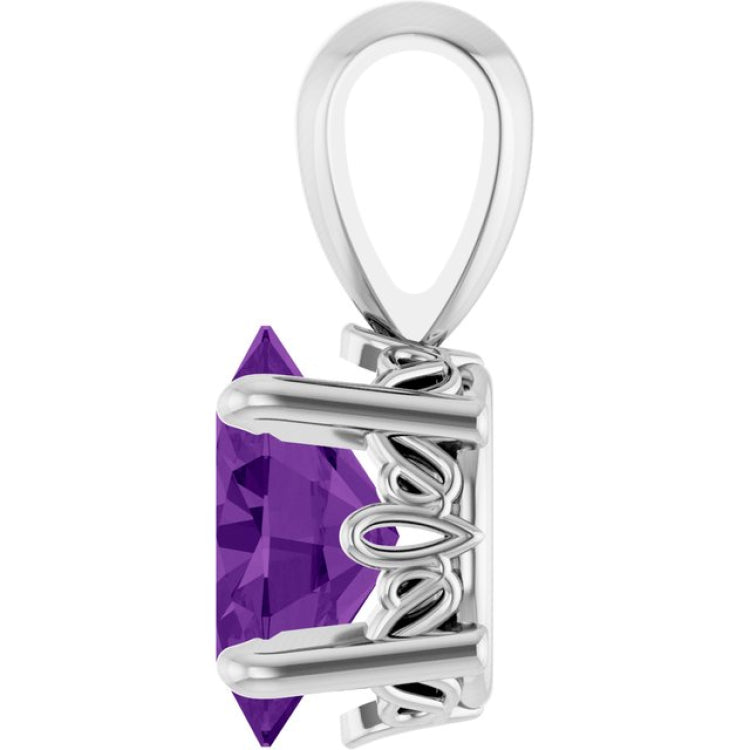 Sterling Silver Natural Amethyst Pendant