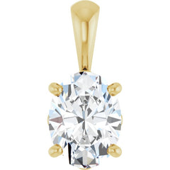 14K Yellow Gold 1 CT Oval Lab-Grown Diamond Pendant