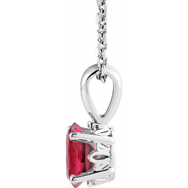 Sterling Silver Lab-Grown Ruby 16-18" Necklace