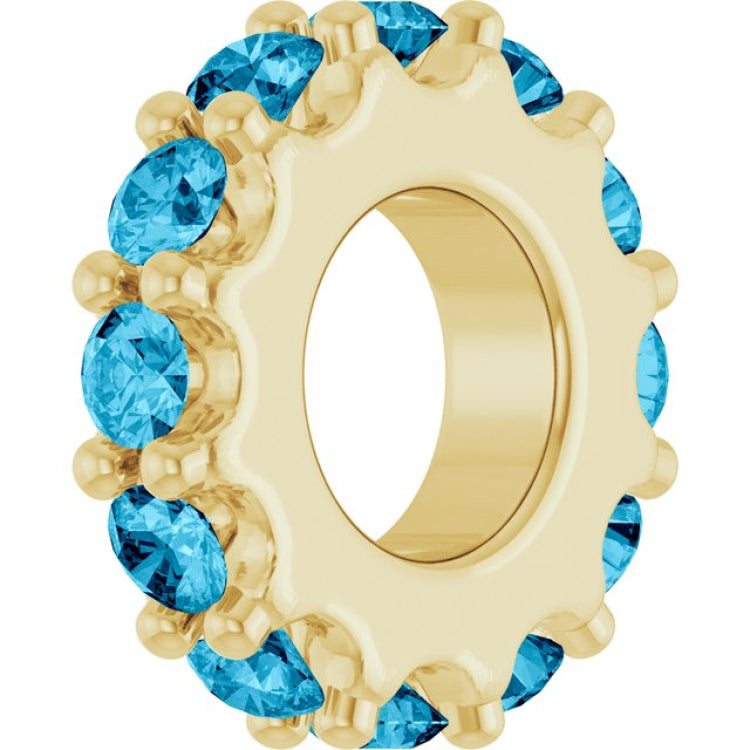 18K Yellow Gold-Plated Sterling Silver Natural Aquamarine Spacer Charm/Pendant