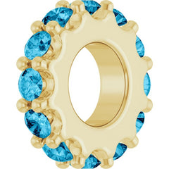 18K Yellow Gold-Plated Sterling Silver Natural Aquamarine Spacer Charm/Pendant
