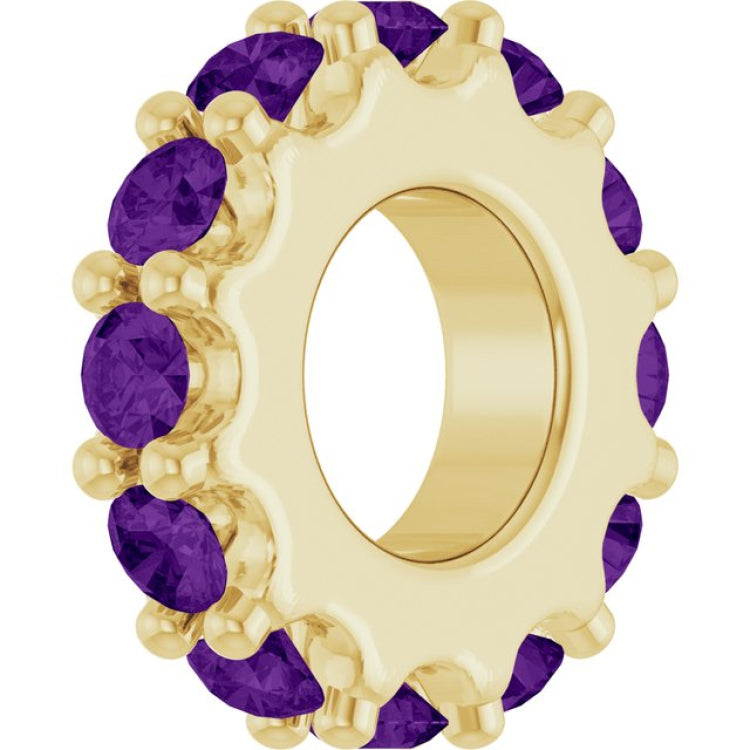18K Yellow Gold-Plated Sterling Silver Natural Amethyst Spacer Charm/Pendant