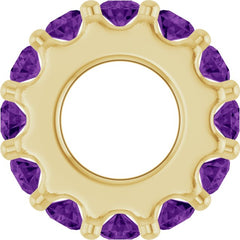 18K Yellow Gold-Plated Sterling Silver Natural Amethyst Spacer Charm/Pendant