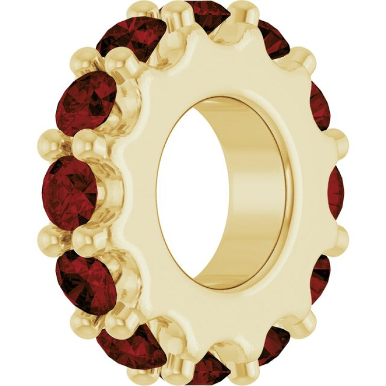 18K Yellow Gold-Plated Sterling Silver Natural Mozambique Garnet Spacer Charm/Pendant