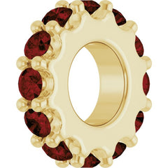 18K Yellow Gold-Plated Sterling Silver Natural Mozambique Garnet Spacer Charm/Pendant