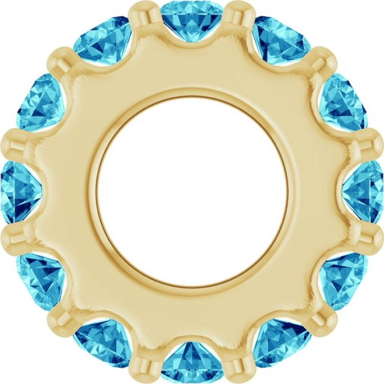 18K Yellow Gold-Plated Sterling Silver Natural Blue Zircon Spacer Charm/Pendant