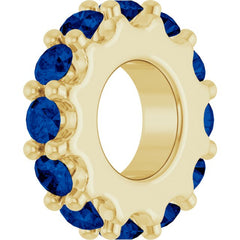 18K Yellow Gold-Plated Sterling Silver Lab-Grown Blue Sapphire Spacer Charm/Pendant