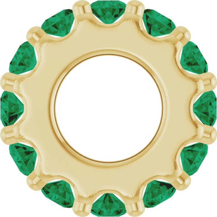 18K Yellow Gold-Plated Sterling Silver Lab-Grown Emerald Spacer Charm/Pendant