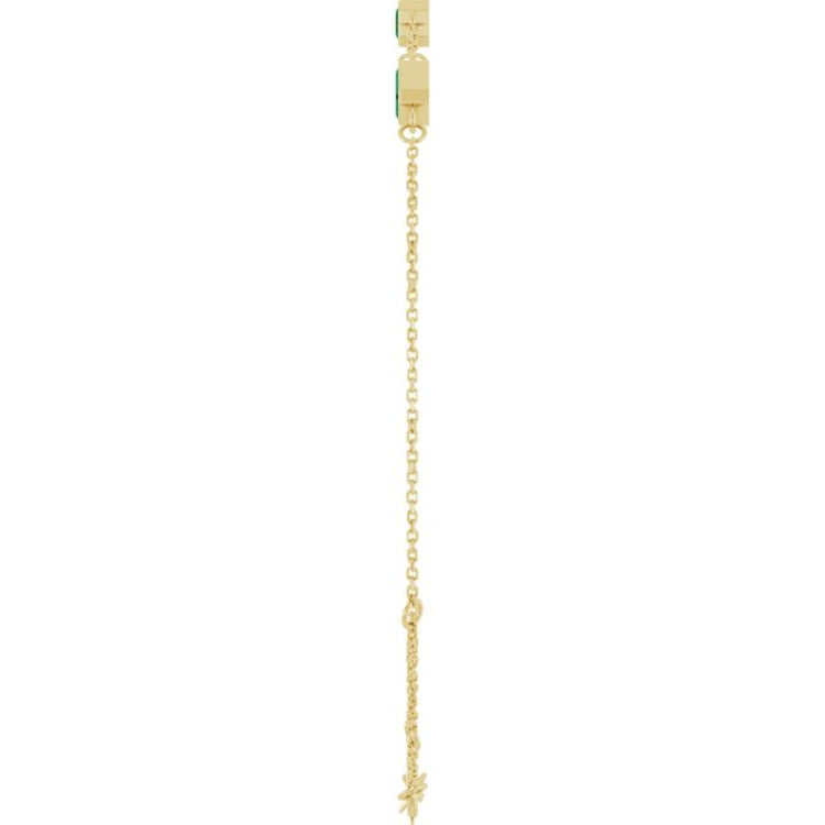 14K Yellow Gold Natural Emerald Bezel-Set 3-Stone 7 1/2" Bracelet