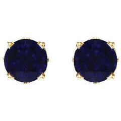 14K Yellow Gold Natural Blue Sapphire Scroll Setting® Stud Earrings
