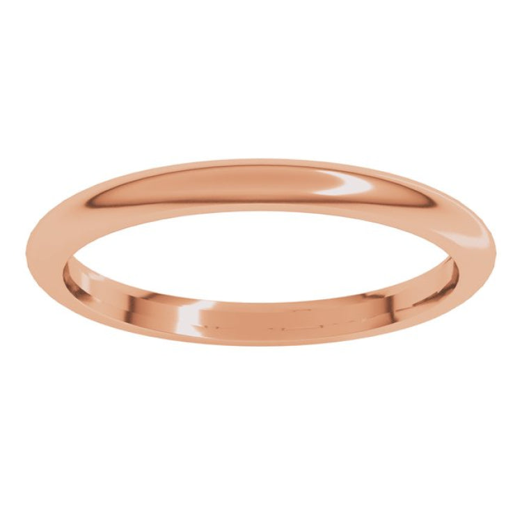 14K Rose Gold 2 mm Comfort-Fit Half Round Band Size 10