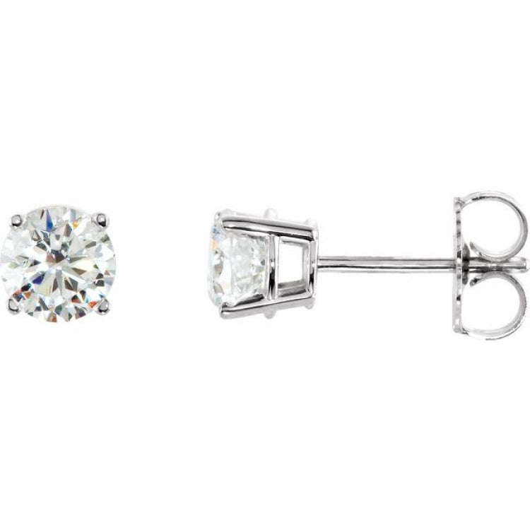 Sterling Silver 6 mm Imitation White Cubic Zirconia Earrings