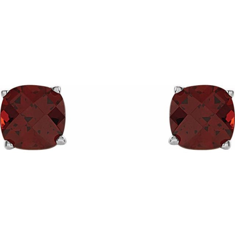 14K White Gold Natural Mozambique Garnet Scroll Setting® Earrings