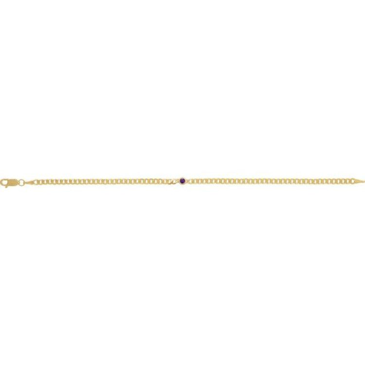 14K Yellow Gold Natural Amethyst Link 7" Bracelet
