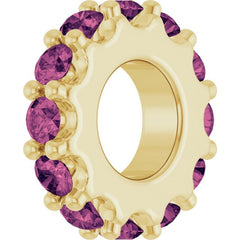 18K Yellow Gold-Plated Sterling Silver Natural Pink Tourmaline Spacer Charm/Pendant