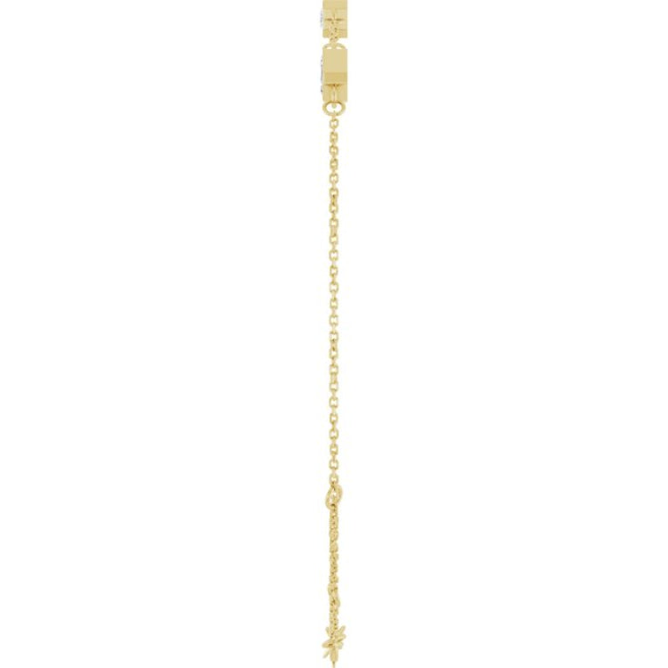 14K Yellow Gold 1 CTW Lab-Grown Diamond Bezel-Set 3-Stone 7 1/2" Bracelet