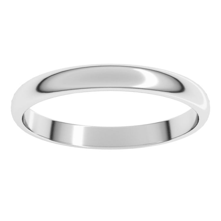 10K White Gold 2.5 mm Lightweight Half Round Band Size 5