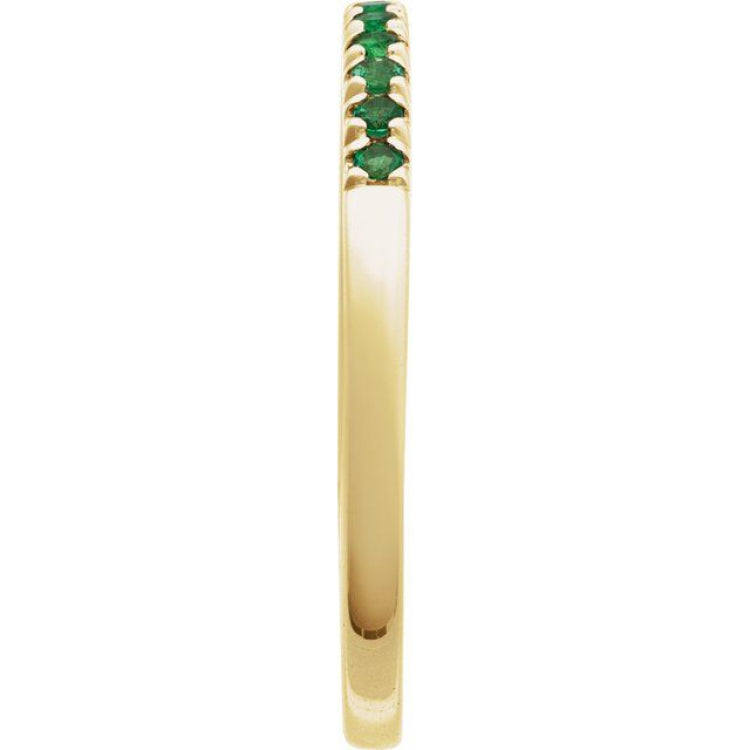 14K Yellow Gold Vermeil Lab-Grown Emerald Stackable Ring
