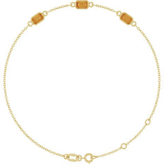 14K Yellow Gold Natural Citrine Bezel-Set 3-Stone 7 1/2" Bracelet
