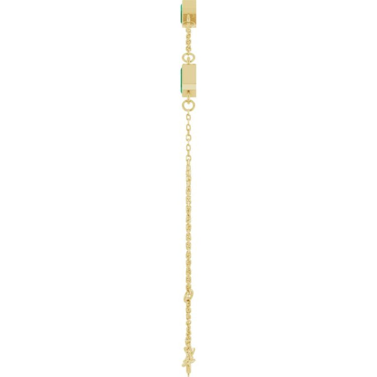 14K Yellow Gold Lab-Grown Emerald Bezel-Set 3-Stone 7 1/2" Bracelet