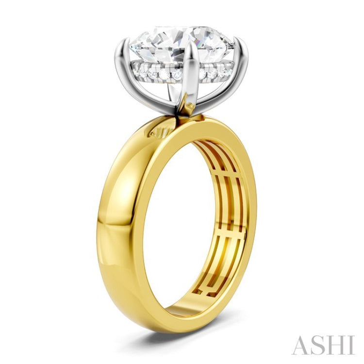 1/8 Ctw Round Shape Round Cut Diamond Semi-Mount Engagement Ring in 14K Yellow and White Gold