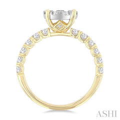 1 Ctw Lovebright Circular Shaped Round Cut Diamond Engagement Ring in 14K Yellow and White Gold