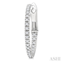 1/6 Ctw Inside & Outside Round Cut Diamond Hoop Earrings in 10K White Gold