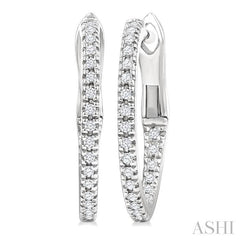 1/6 Ctw Inside & Outside Round Cut Diamond Hoop Earrings in 10K White Gold