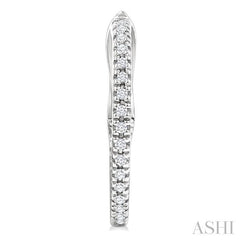 1/6 Ctw Inside & Outside Round Cut Diamond Hoop Earrings in 10K White Gold