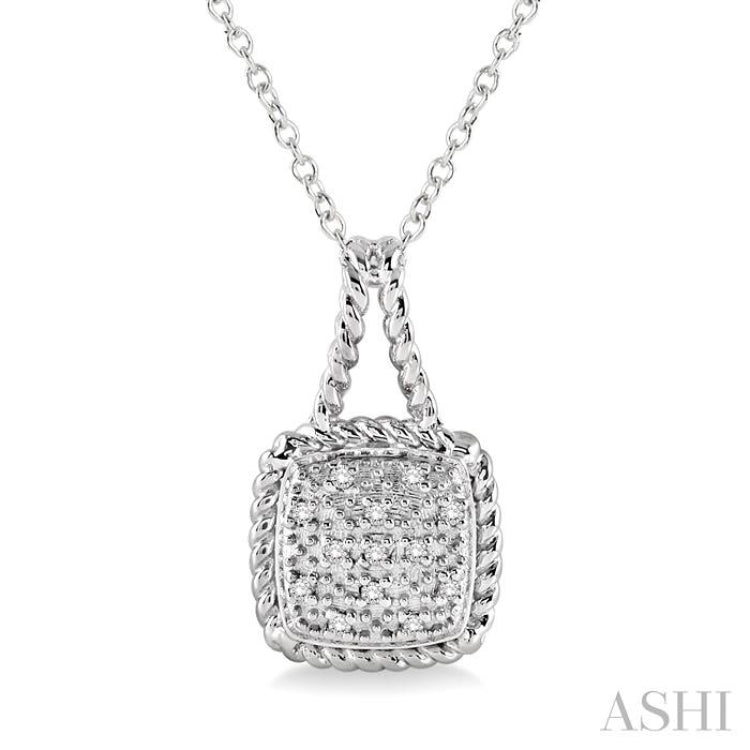 1/20 Ctw Round Cut Diamond Pendant in Sterling Silver with Chain