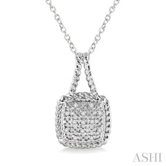 1/20 Ctw Round Cut Diamond Pendant in Sterling Silver with Chain