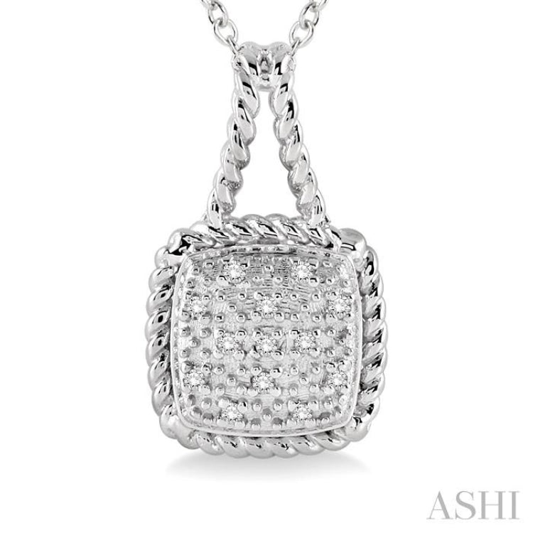 1/20 Ctw Round Cut Diamond Pendant in Sterling Silver with Chain