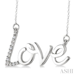 1/50 Ctw Round Cut Diamond Love Pendant with Chain in Sterling Silver