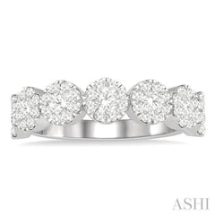 1 Ctw Jointed Circular Mount Lovebright Diamond Cluster Band in 14K White Gold