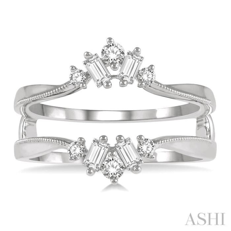 3/8 Ctw Baguette and Round Cut Diamond Insert Ring in 14K White Gold