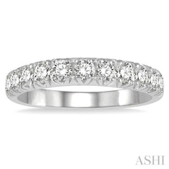 3/4 Ctw 11 Stone Round Cut Diamond Wedding Band in 14K White Gold