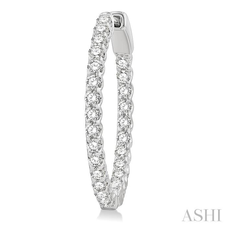 1 1/2 Ctw Inside-Out Round Cut Diamond Hoop Earrings in 14K White Gold