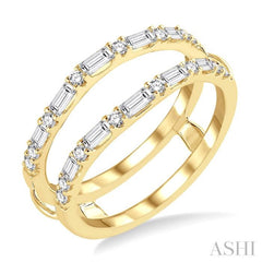 1/2 Ctw Baguette and Round Cut Diamond Insert Ring in 14K Yellow Gold