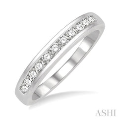 1/3 Ctw Channel Set 11 Stone Round Cut Diamond Wedding Band in 14K White Gold