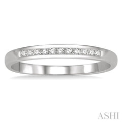 1/10 Ctw Channel Set 11 Stone Round Cut Diamond Wedding Band in 14K White Gold