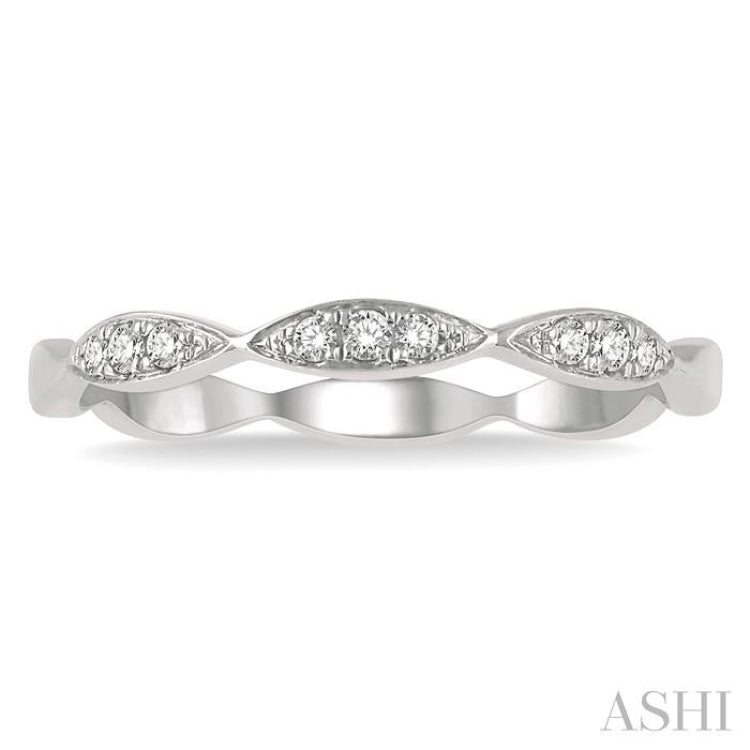 1/10 Ctw Marquise Lattice Round Cut Diamond Stackable Band in 14K White Gold