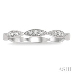 1/10 Ctw Marquise Lattice Round Cut Diamond Stackable Band in 14K White Gold