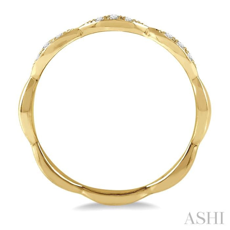 1/10 Ctw Marquise Lattice Round Cut Diamond Stackable Band in 14K Yellow Gold