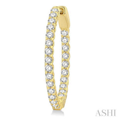 1 1/2 Ctw Inside-Out Round Cut Diamond Hoop Earrings in 14K Yellow Gold