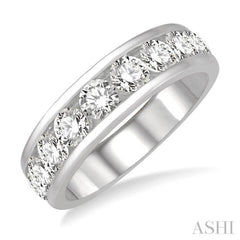 2 Ctw Channel Set 11 Stone Round Cut Diamond Wedding Band in 14K White Gold
