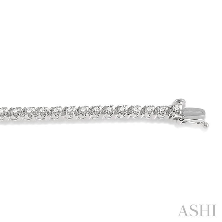 2 Ctw Round Cut Diamond Tennis Tulip Bracelet in 14K White Gold