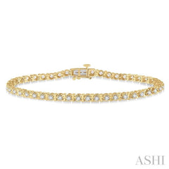 2 Ctw Round Cut Diamond Tennis Tulip Bracelet in 14K Yellow Gold