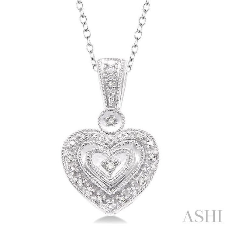 1/20 Ctw Heart Shape Round Cut Diamond Pendant in Sterling Silver with Chain