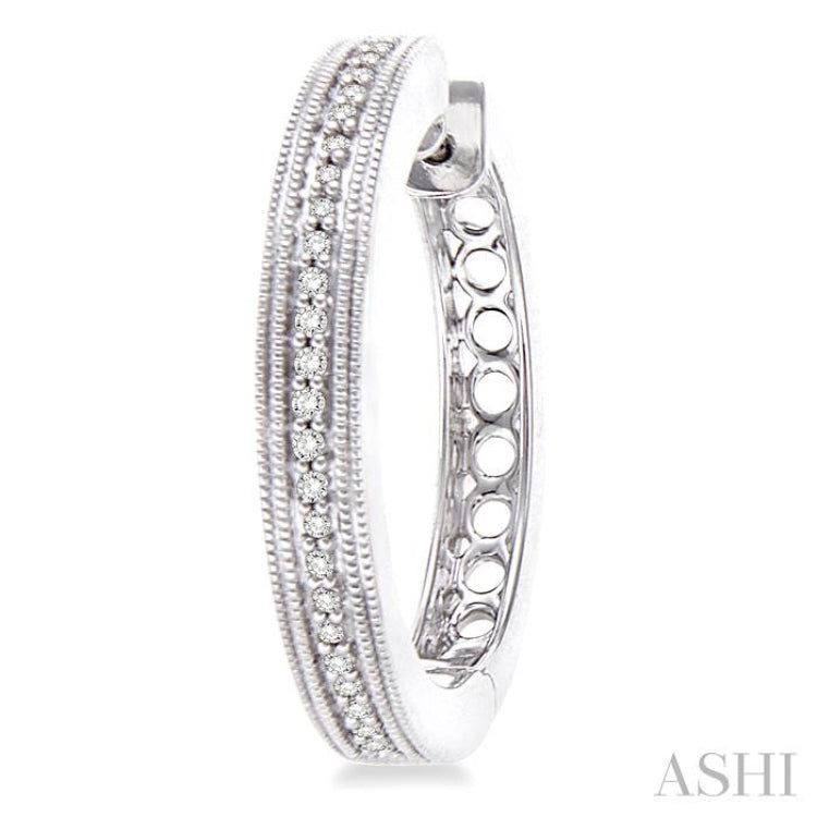 1/4 Ctw Round Cut Diamond Hoop Earrings in Sterling Silver